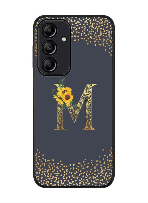 Rugged Black Edge Case for Samsung Galaxy A55, Slim fit Case Cover- Custom Monogram Initial Letter Mandala Floral Pattern Alphabet - M(Grey)