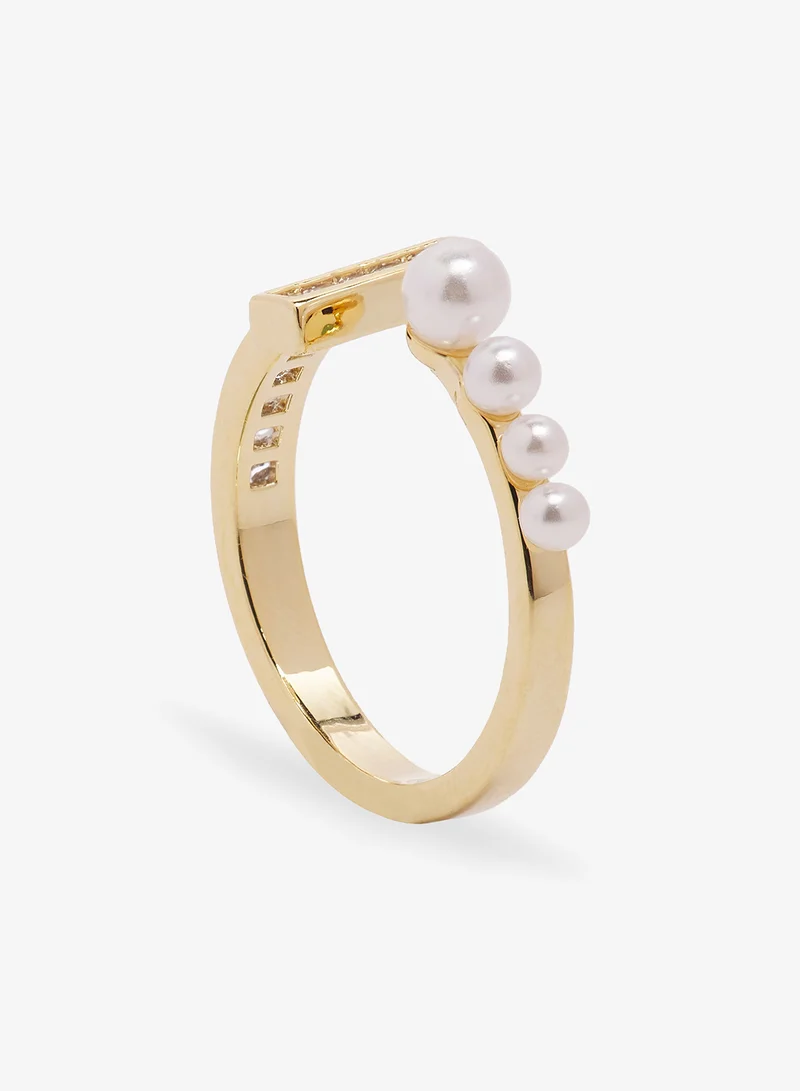 ELLA Rhinestone Diamonte Gold Detail Ring