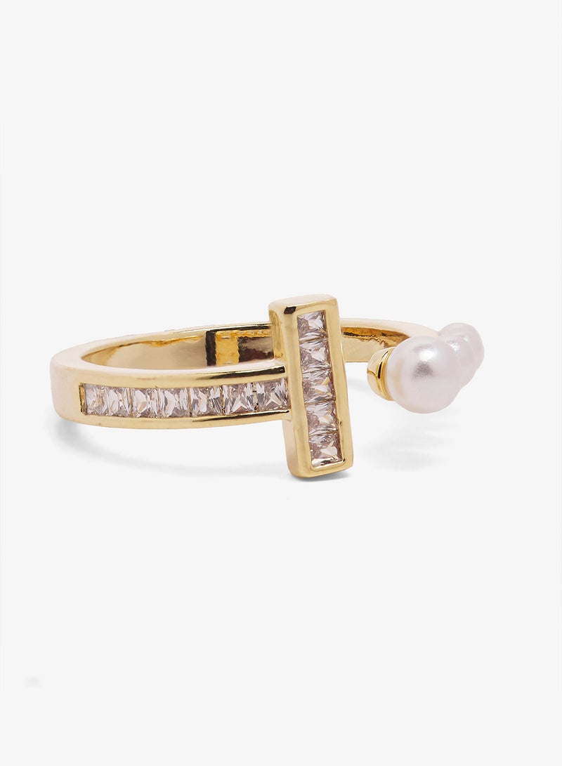 ايلا خاتم بتفاصيل ذهبية مرصع بالزركون - Image 1