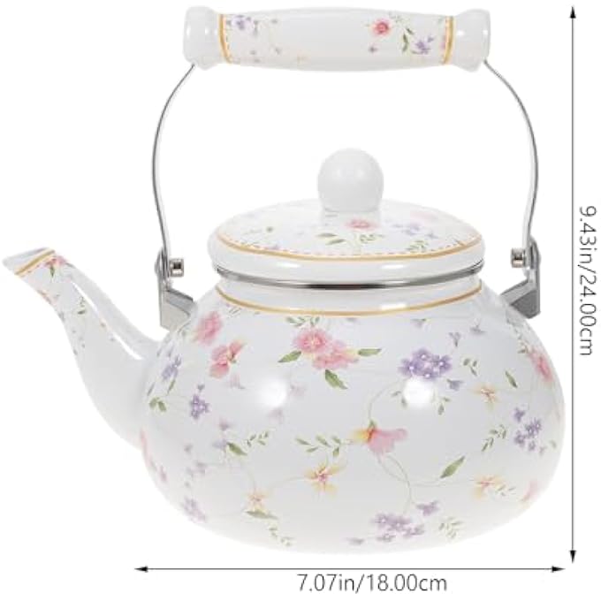 DOITOOL Enamel Tea Kettle 25L Vintage Floral Teakettle For Stovetop Colorful Water Tea Kettle Enamel On Steel Teapot With Filter And Cool Touch Stovetop Tea Kettle For Hot Water - Image 4
