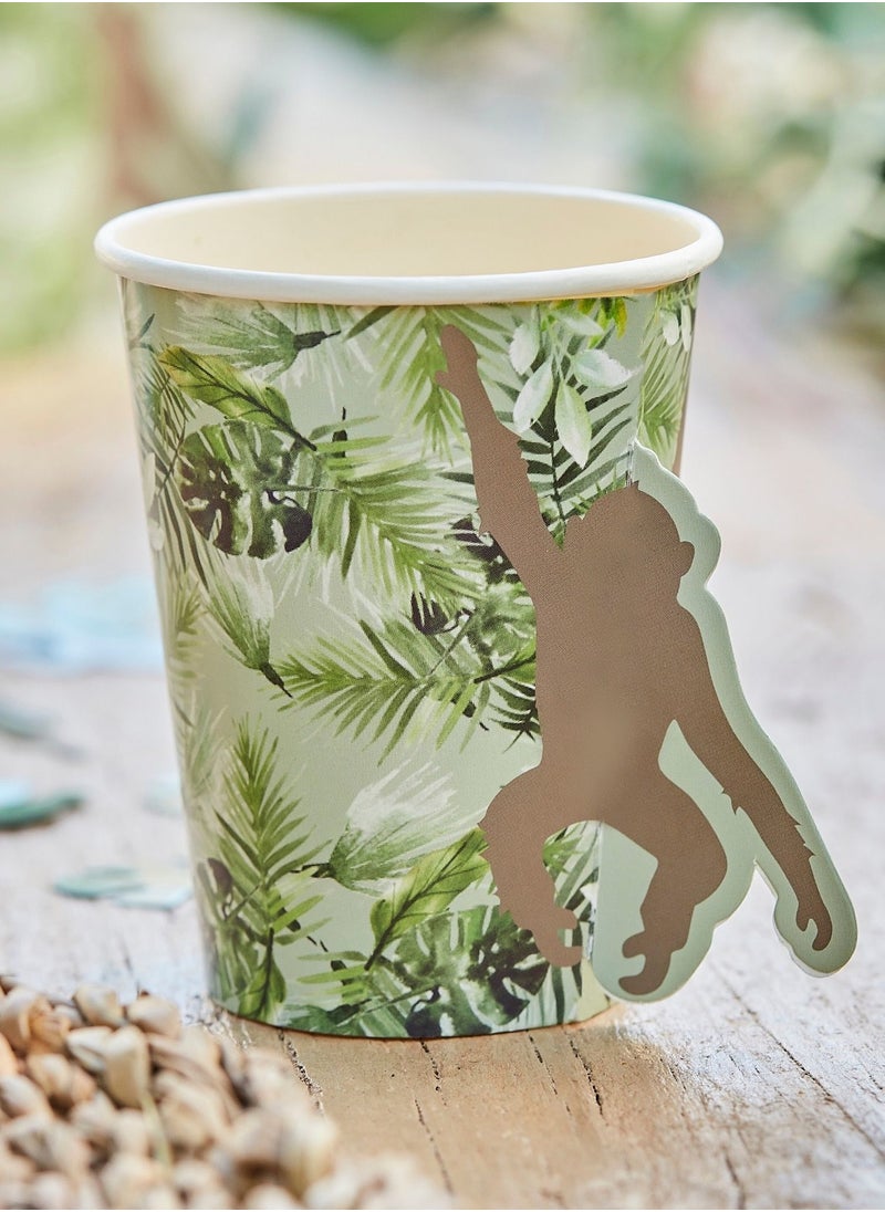 Ginger Ray - Ginger Ray Jungle-Themed Pop-Out Monkey Paper Cups - Fun and Festive Party Cups - Image 1
