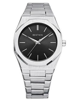 Silver bracelet with black dial