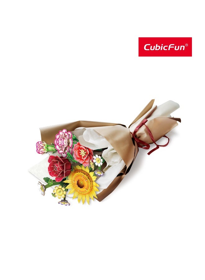 CubicFun 3D Puzzle Flower Bouquet 363-Pieces | No-Glue or Scissors Needed! | Building Kit | Puzzle for Adults | Challenging Puzzle | Arts & Crafts | Perfect for Stress Reliever and Puzzle Lovers - Image 2