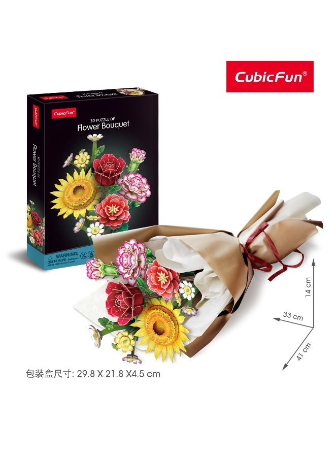 CubicFun 3D Puzzle Flower Bouquet 363-Pieces | No-Glue or Scissors Needed! | Building Kit | Puzzle for Adults | Challenging Puzzle | Arts & Crafts | Perfect for Stress Reliever and Puzzle Lovers - Image 3