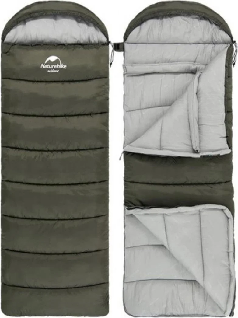 Naturehike U250 Envelope Style Hooded Sleeping Bag -10°c Khaki - Right