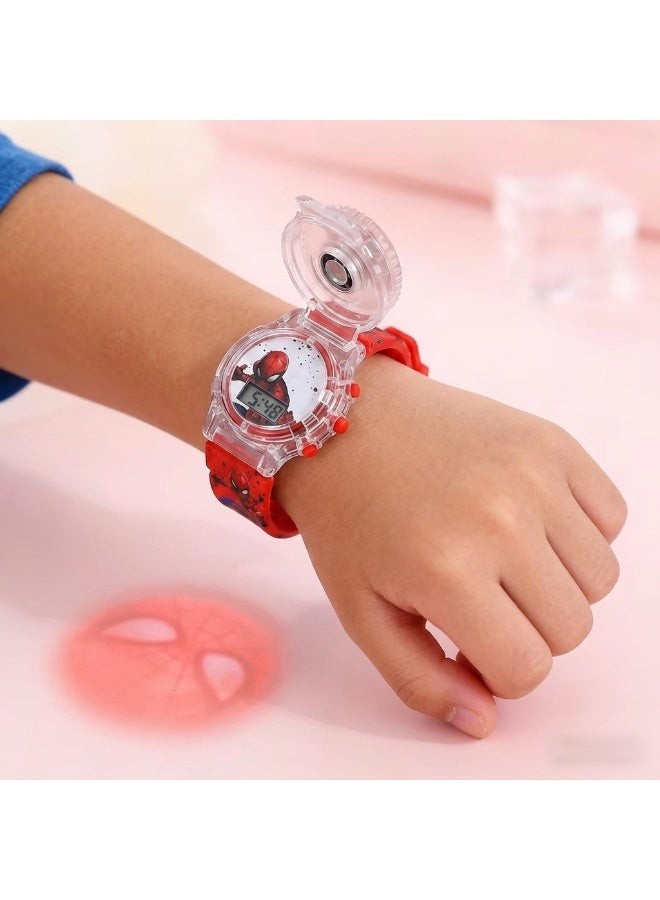 GiGi Children's watch with a foldable cover featuring Spider-Man cartoons and a toy with a light effect - Image 3