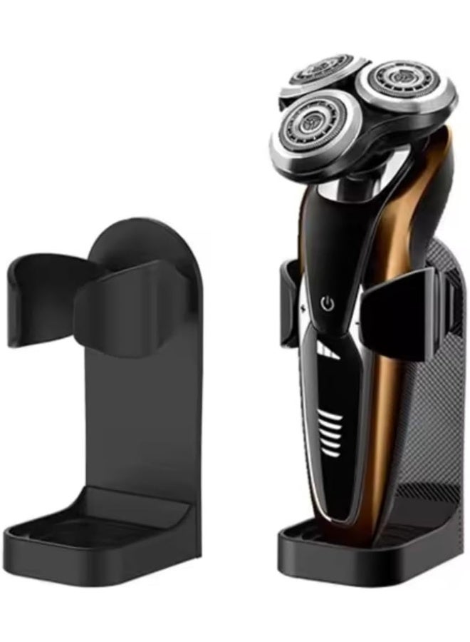 Zalcoon Adjustable Electric Shaver Holder Wall Mount, Nailless Glue Razor Holder, Electric Toothbrush Holder, White Bathroom Shower Electric Shaver Holder (Black) - Image 1