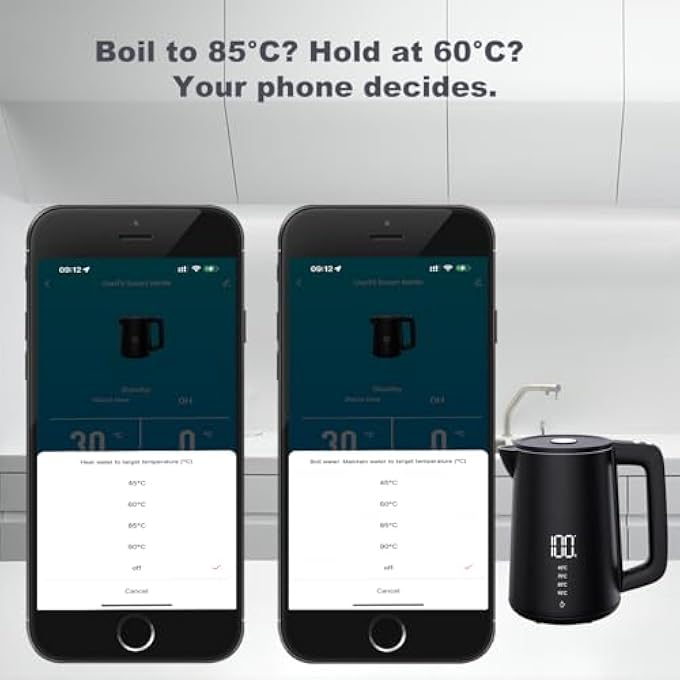 UanTii Smart Electrical Kettle Tuya Wifi Electrical Kettle Temperature Control Timing Schedule 1500W Rapid Boil For Tea Coffee 17L Stainless Steel Water BoilerApp And Voice Remote Control - Image 4
