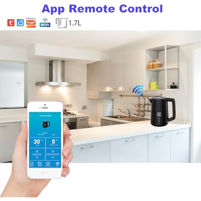 UanTii Smart Electrical Kettle Tuya Wifi Electrical Kettle Temperature Control Timing Schedule 1500W Rapid Boil For Tea Coffee 17L Stainless Steel Water BoilerApp And Voice Remote Control - Image 3