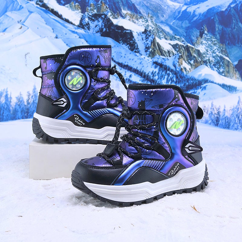 Children'S Snow Boots 2025 Winter Boys' Fleece-Lined Thickened With Steel Claws For Older Children, Northeast Cotton Shoes, Girls' Snow Boots - Image 5