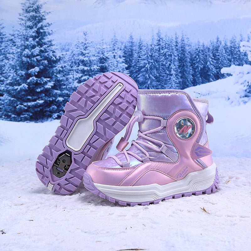 Children'S Snow Boots 2025 Winter Boys' Fleece-Lined Thickened With Steel Claws For Older Children, Northeast Cotton Shoes, Girls' Snow Boots - Image 2