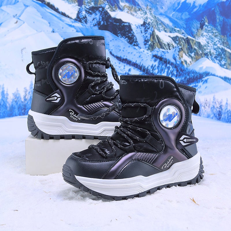 Children'S Snow Boots 2025 Winter Boys' Fleece-Lined Thickened With Steel Claws For Older Children, Northeast Cotton Shoes, Girls' Snow Boots - Image 1