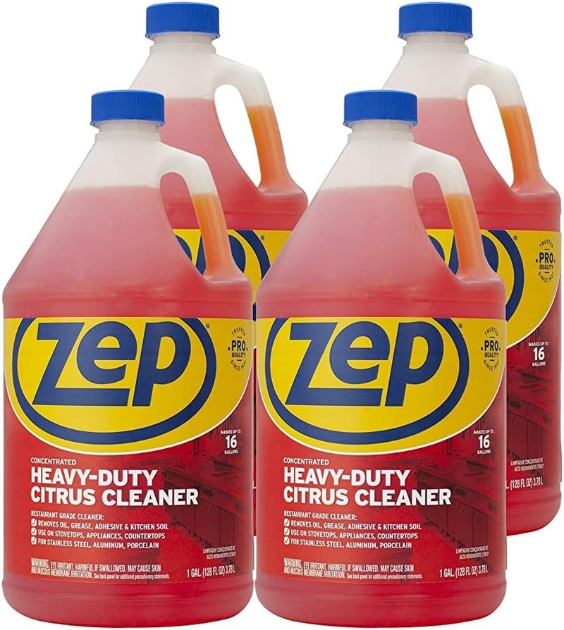 Zep Heavy-Duty Citrus Degreaser Cleaner Concentrate - 1 Gallon (Case of 4) ZUCIT128 - Restaurant Grade Degreaser and Cleaner Removes Oil, Grease, Adhesive, and Kitchen Soil on Stovetops, Appliances - Image 5