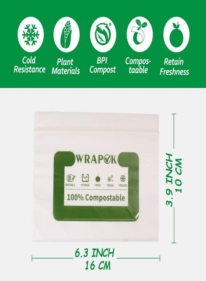 WRAPOK 100% Compostable Snack Bags Small Biodegradable Freezer Sandwich Storage Bag for Cookies Biscuits, 100 Count - 6.3 x 3.9 Inch - Image 2