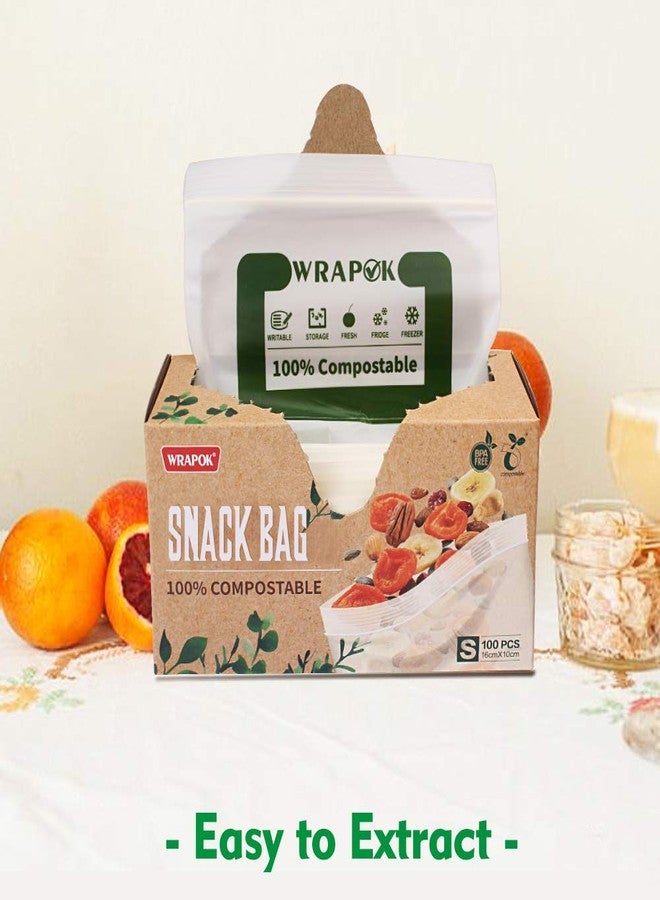 WRAPOK 100% Compostable Snack Bags Small Biodegradable Freezer Sandwich Storage Bag for Cookies Biscuits, 100 Count - 6.3 x 3.9 Inch - Image 3