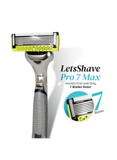 LetsShave Pro 7 Max Shaving Razor For Men With 2 Blades & 1 Handle + Razor Cap World'S First 7-Blade Razor With Honey Comb Bar, Shaving Kit  - Image 2