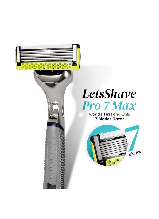 LetsShave - Pro 7 Max Shaving Razor For Men With 2 Blades & 1 Handle + Razor Cap World'S First 7-Blade Razor With Honey Comb Bar, Shaving Kit - Image 1