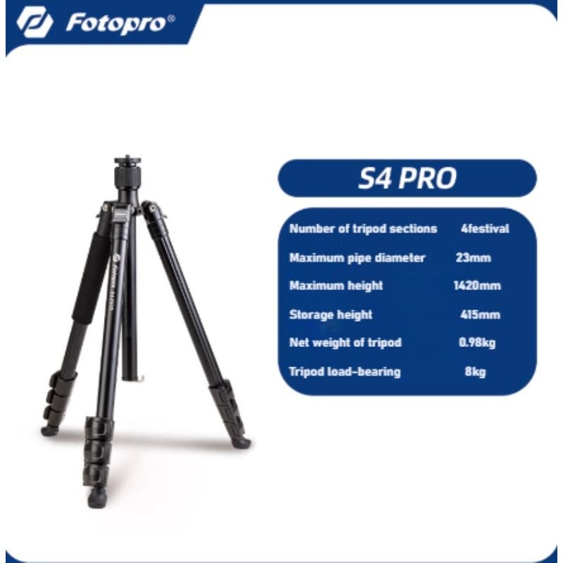 FotoPro S4 PRO Aluminum Alloy Hydraulic Gimbal Camera Tripod - Image 1