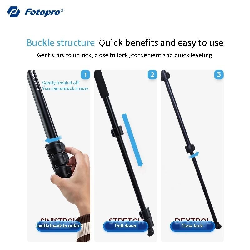 FotoPro S4 PRO Aluminum Alloy Hydraulic Gimbal Camera Tripod - Image 3