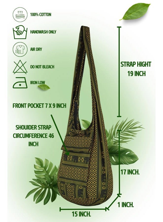 YOUR COZY Crossbody Handbag Boho Handmade Cotton Bag For Unisex, Neko Cat, One Size - Image 5