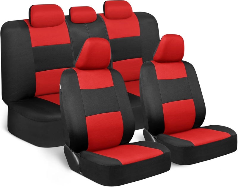 BDK PolyPro Red Car Seat Covers Full Set with 4-Piece Car Floor Mats - Image 2