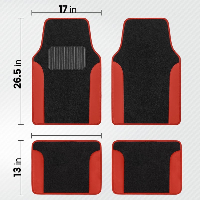 BDK PolyPro Red Car Seat Covers Full Set with 4-Piece Car Floor Mats - Image 3