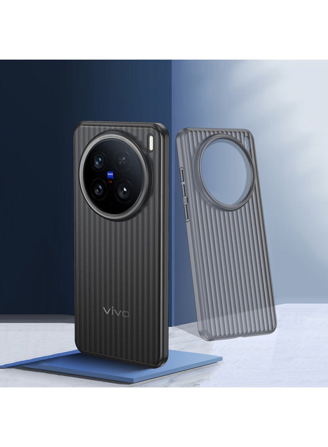 Kmaxai Ultra-Thin Frosted Pp Case For Vivo X200 Ultra, Full Coverage Lens Protection, Anti-Slip, Semi-Transparent And Simple Design, Corrugated Pattern - Transparent Black - Image 4