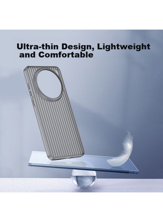 Kmaxai Ultra-Thin Frosted Pp Case For Vivo X200 Ultra, Full Coverage Lens Protection, Anti-Slip, Semi-Transparent And Simple Design, Corrugated Pattern - Transparent Black - Image 2