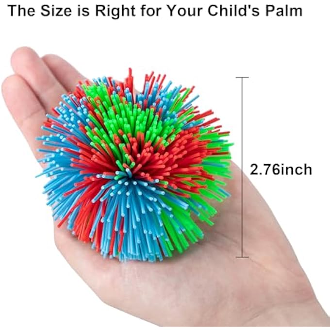 Hibery 5 Pack Monkey Stringy Balls, Soft Active Fun Toy, Sensory Fidgets Toys, Stress Balls with Rainbow Pom Ball, Colorful Bouncy Ball / Stress / Sensory Toy Multicolor - Image 3