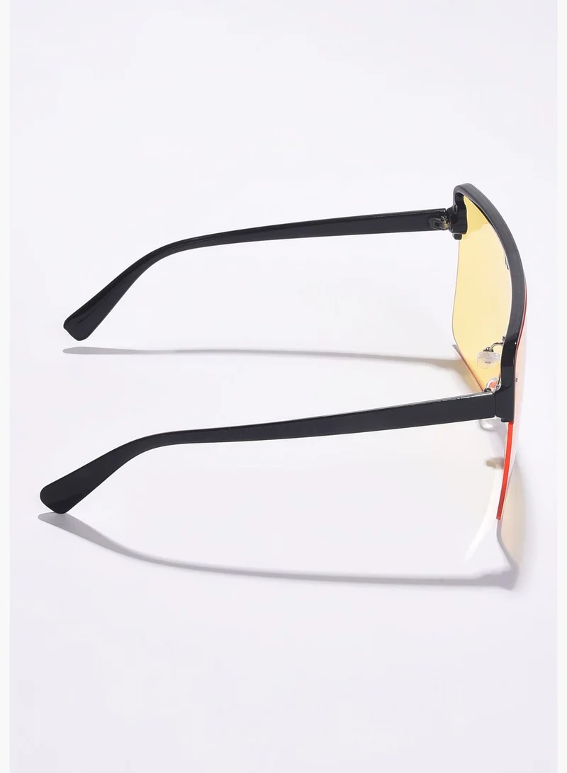 French Accent Men Yellow Lens Black Oversized Sunglasses