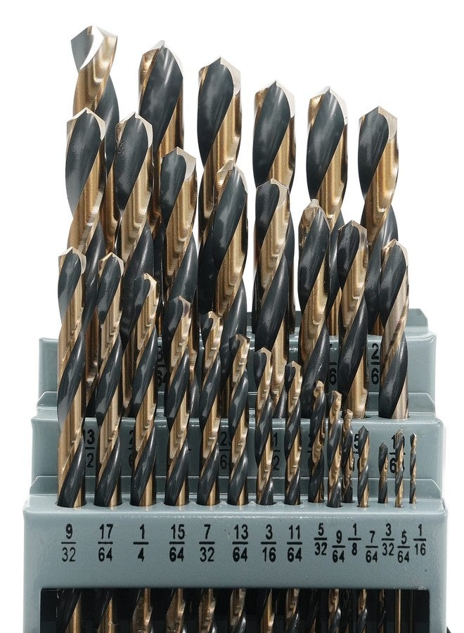 GMTOOLS 29Pcs Cobalt Drill Bit Set, 135 Degree Tip High Speed Steel with Black and Gold Finish, Stainless Steel, Plastic and Wood with Metal Indexed Storage Case 1/16"-1/2" - Image 3