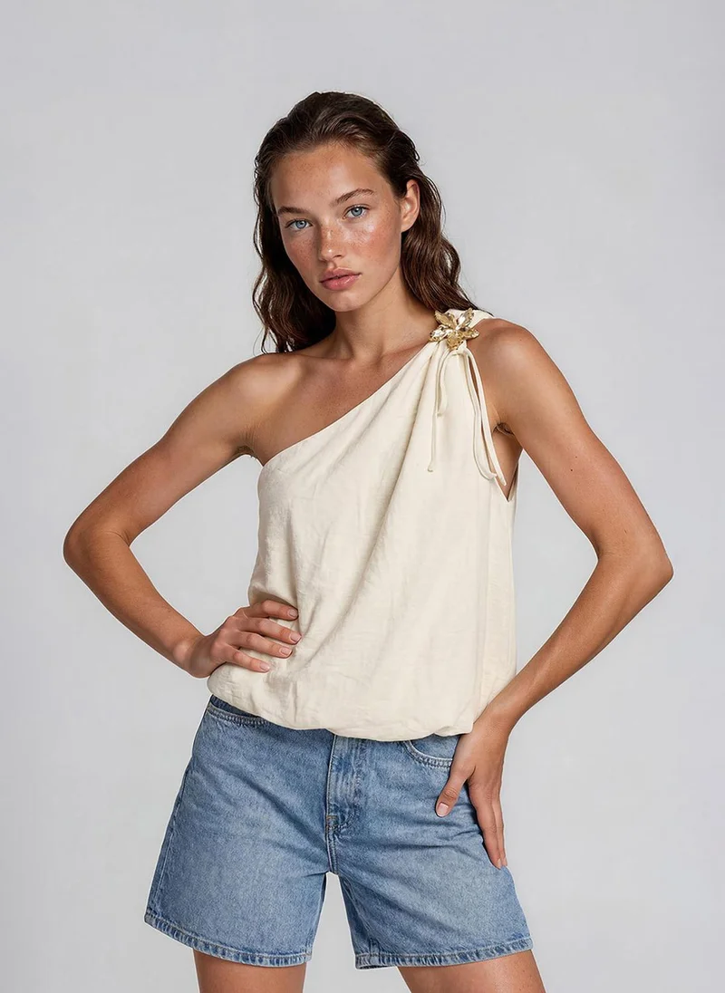 فيرو مودا Women's VMAIA Oversized Detail Woven Top