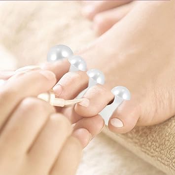 minkissy Pearls Style Silicone Toe Separators Spacers Spreaders Cushions Toes Dividers Pedicures Nail Art Tools Polish Guards for Home Salon White - Image 5