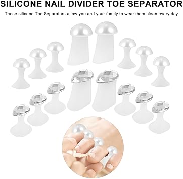 minkissy Pearls Style Silicone Toe Separators Spacers Spreaders Cushions Toes Dividers Pedicures Nail Art Tools Polish Guards for Home Salon White - Image 4