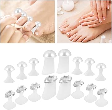 minkissy Pearls Style Silicone Toe Separators Spacers Spreaders Cushions Toes Dividers Pedicures Nail Art Tools Polish Guards for Home Salon White - Image 2