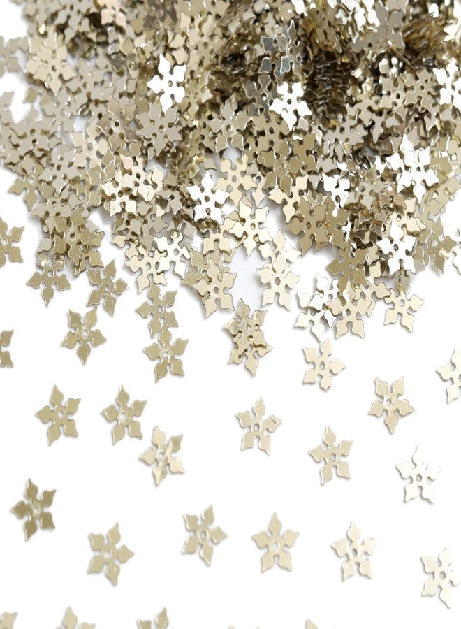 Embroiderymaterial Gold Flower Shape Sequins Sitara for Craft & Embroidery – 8MM Metallic Floral Sequins for Fabric, Jewellery & Decoration Making | 50 Grams - Image 1
