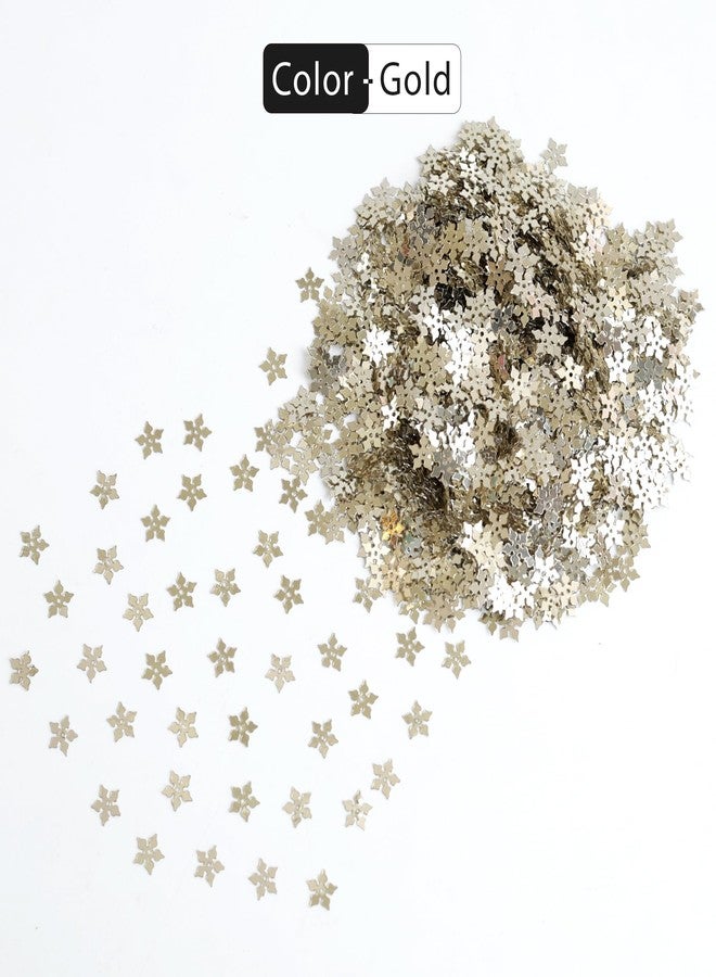 Embroiderymaterial Gold Flower Shape Sequins Sitara for Craft & Embroidery – 8MM Metallic Floral Sequins for Fabric, Jewellery & Decoration Making | 50 Grams - Image 3
