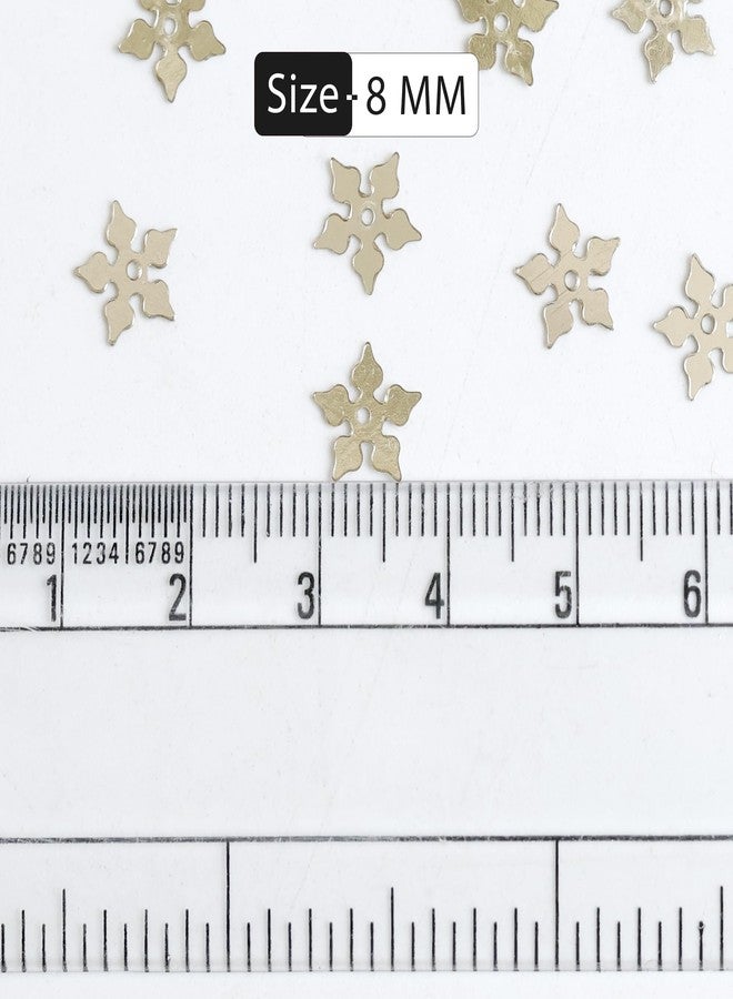 Embroiderymaterial Gold Flower Shape Sequins Sitara for Craft & Embroidery – 8MM Metallic Floral Sequins for Fabric, Jewellery & Decoration Making | 50 Grams - Image 2