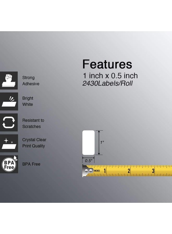 BETCKEY 1" x 0.5" (25 mm x 13 mm) Small Labels Compatible with Zebra & More Label Printer,Premium Adhesive & Perforated [2 Rolls, 4860 Labels] - Image 2