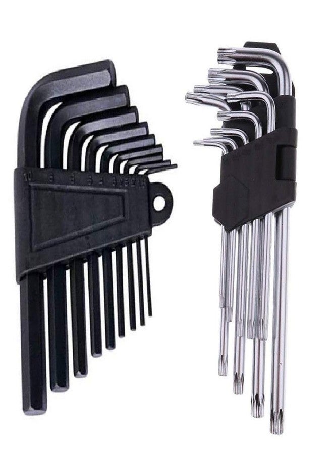 Inditrust Combo 10 Pieces Hex Allen Key & 9 Pieces Torx Allen key set Wrench L Shape Repair Tool Set Allen Key Set- Size (from 1.5 to 10MM & T10 to T15) - Image 1