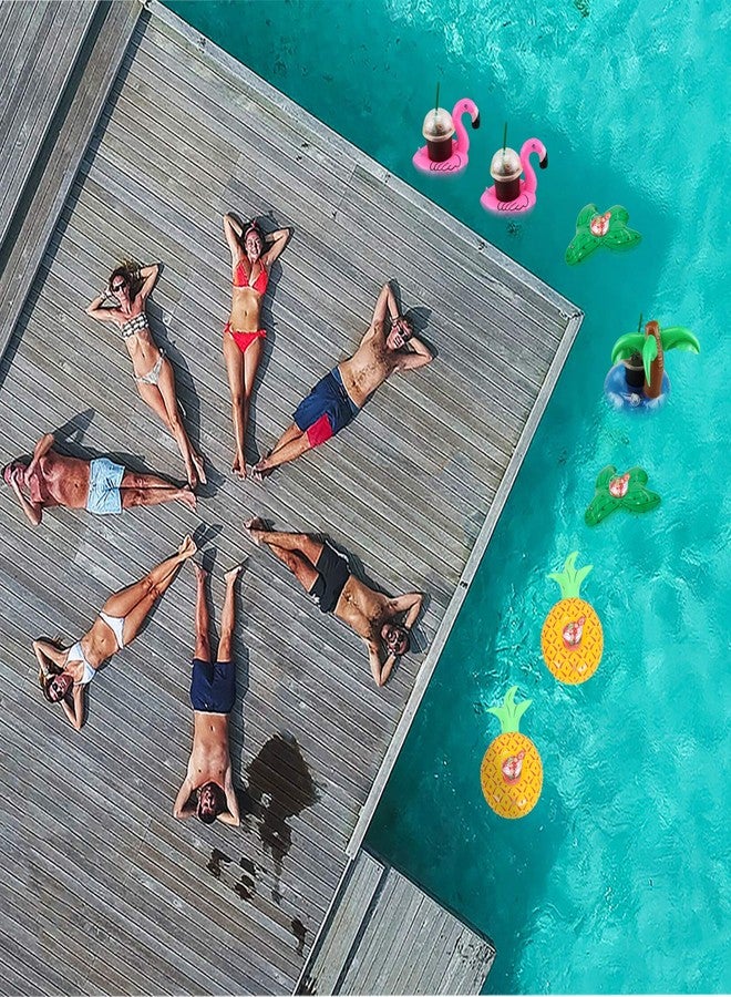 Aoutacc 12 Pack Inflatable Palm Tree, Flamingo, Pineapple, Cactus Drink Cup Holders for Pool Party - Image 4