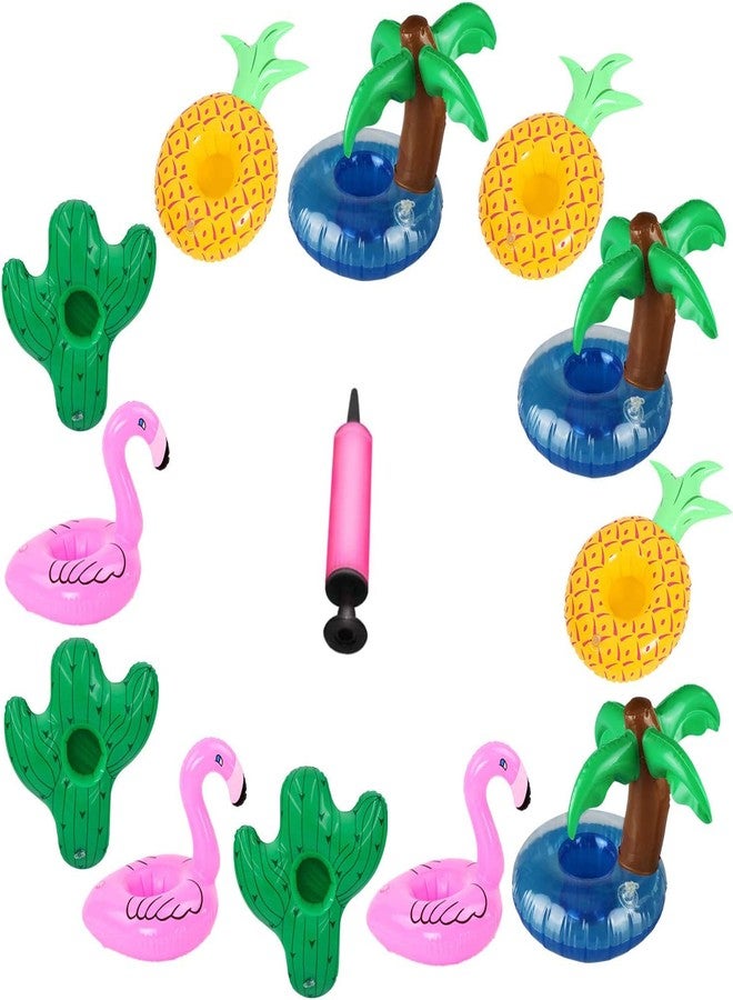 Aoutacc 12 Pack Inflatable Palm Tree, Flamingo, Pineapple, Cactus Drink Cup Holders for Pool Party - Image 1