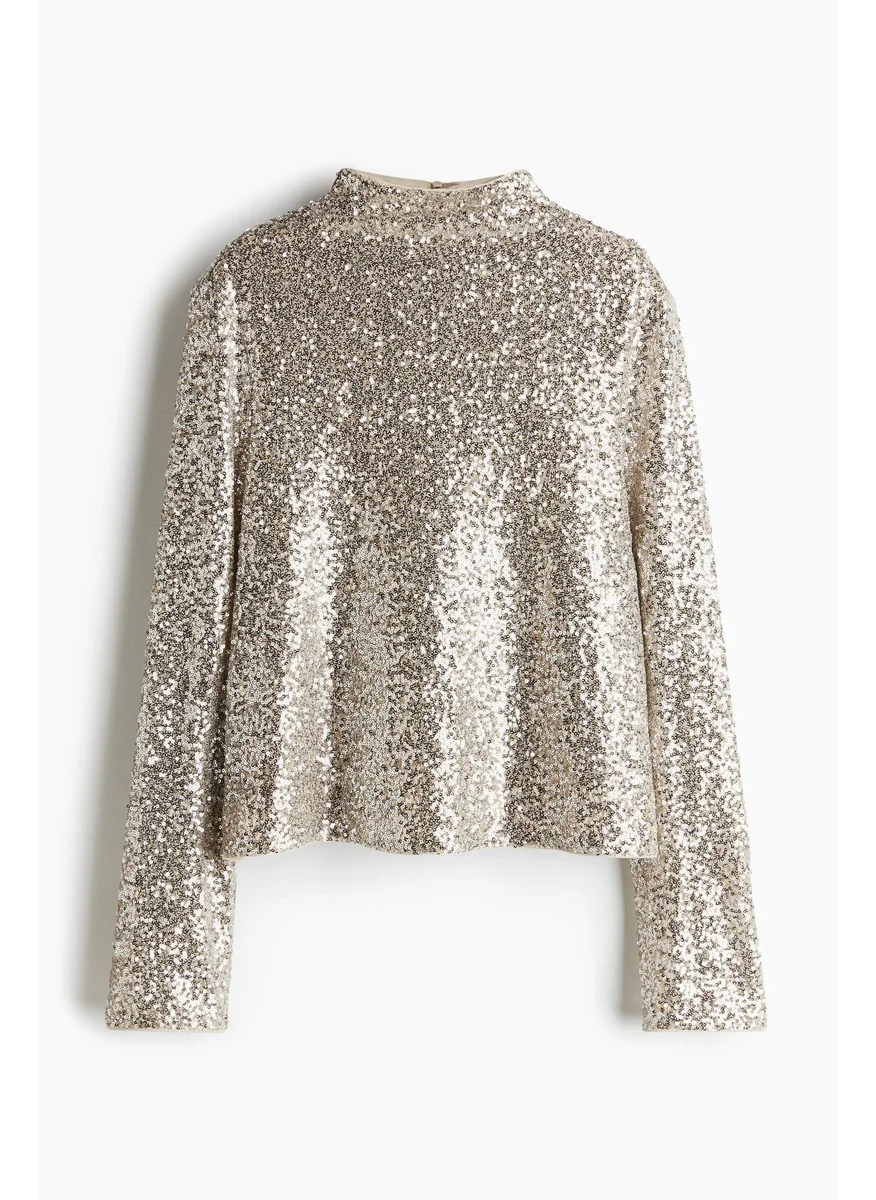 H&M Sequined Turtleneck Top