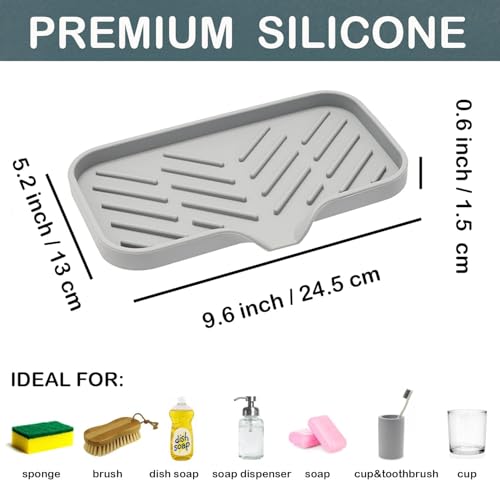 iDream Medium Multi-Purpose Silicone Sink Drainer Mat – Flexible Kitchen Sink Organizer Tray for Soap, Dish Sponge, Tools Storage, and Drying, Non-Slip Silicone Holder for Countertops - Image 2