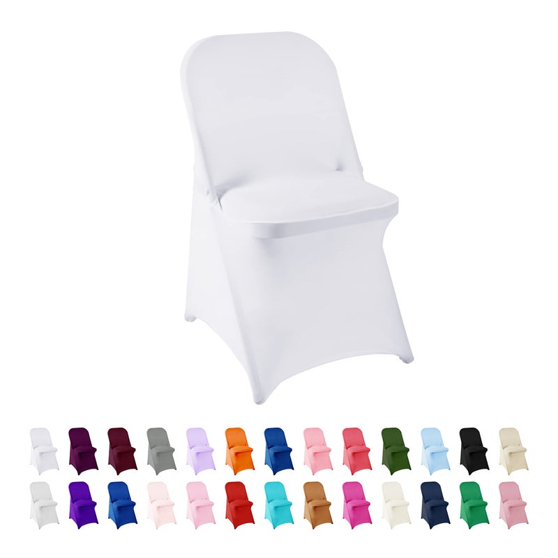 WELMATcH White Spandex chair Bands Sashes - 50 pcs Wedding Banquet Party Event Decoration chair Bows Ties (White  50 pcs) - Image 1