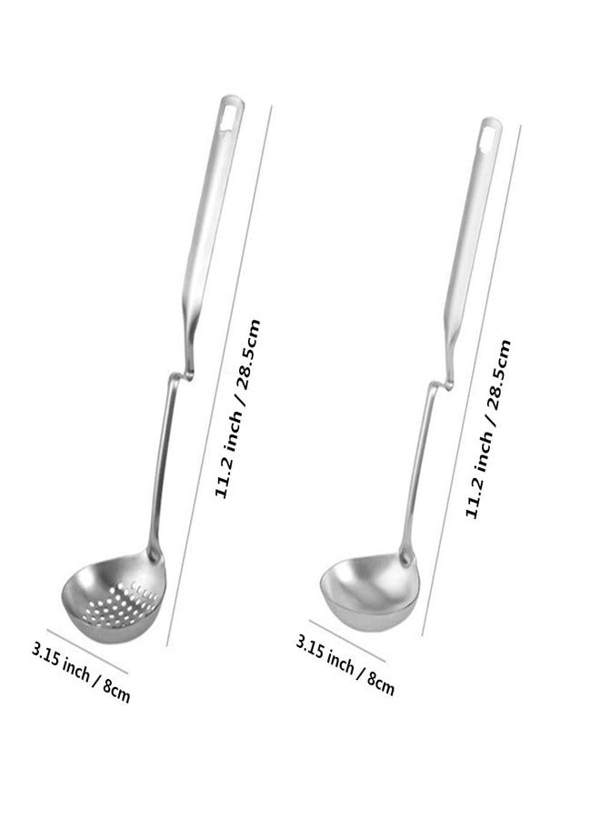 Honkenda 2 Pack Hot Pot Soup Ladle Spoon Slotted Spoons with S Shape Hanging Handle, 304 Stainless Steel Skimmer Spoon Ladles Strainer for Cooking - Image 2