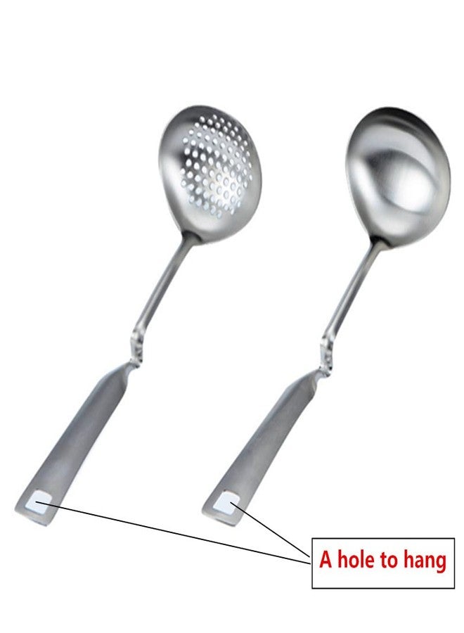Honkenda 2 Pack Hot Pot Soup Ladle Spoon Slotted Spoons with S Shape Hanging Handle, 304 Stainless Steel Skimmer Spoon Ladles Strainer for Cooking - Image 3