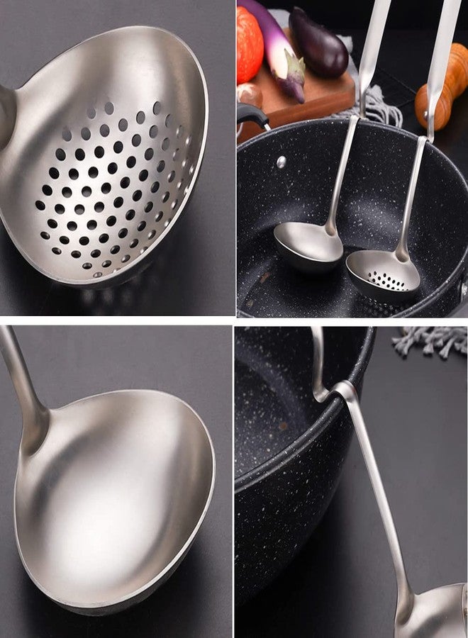 Honkenda 2 Pack Hot Pot Soup Ladle Spoon Slotted Spoons with S Shape Hanging Handle, 304 Stainless Steel Skimmer Spoon Ladles Strainer for Cooking - Image 5
