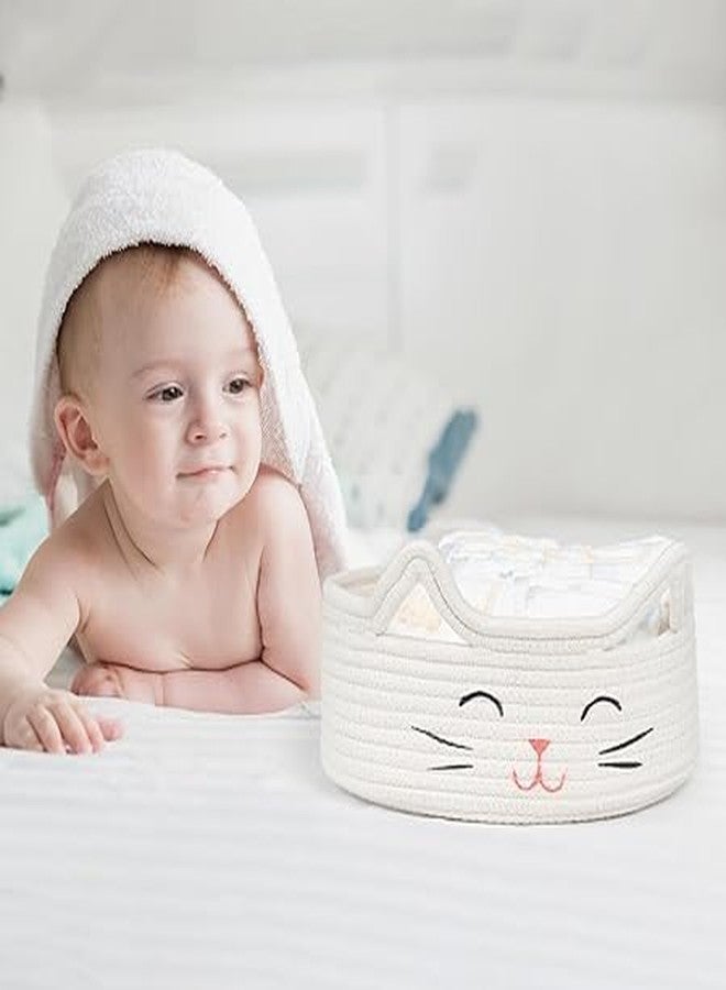 RUGSZONE GOODIE® -Small Cat Storage Basket, Black Cute Basket for Toys, Dog Toy Basket, Woven Rope Basket for Organizing, Empty Gift Basket for Baby, Black, 9.8 x 4 inches (white pink nose, 9x4) - Image 4