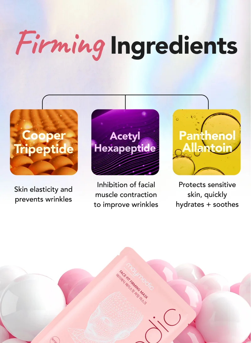 maymedic Korean Face Sheet Mask with Collagen 5 pcs - Natural Beauty Skincare For All Skin Types - Firming Mask for Women & Men